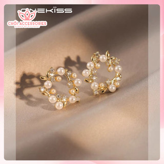 Khuyên Tai Tròn Kết Hoa Vàng Chồi accessories Phong Cách Sang Chảnh Cho Bạn Nữ F191