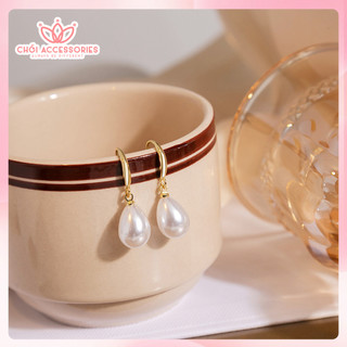 Khuyên Tai Đính Hạt Trai Cao Cấp Chồi accessories Phong Cách Sang Chảnh Cho Bạn Nữ F170-10