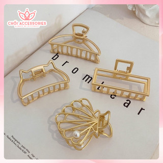 Cặp tóc kim loại màu vàng đính hạt trai nhân tạo nhiều mẫu size vừa Chồi accessories - K323