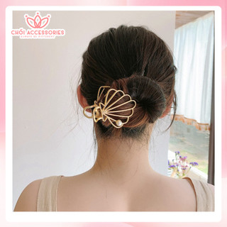 Cặp tóc kim loại màu vàng đính hạt trai nhân tạo nhiều mẫu size vừa Chồi accessories - K323