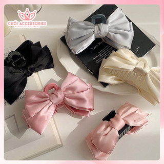 Cặp tóc nơ lụa hai tầng, nơ lụa lớn nhiều màu đáng yêu chanh xả Chồi accessories - Y221