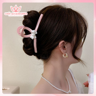Cặp tóc chéo nhựa đính nơ, kẹp tóc 13cm Chồi accessories phong cách dễ thương cho bạn gái K291