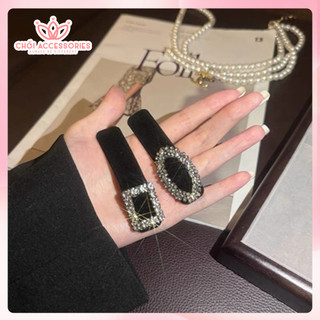 Kẹp tóc nhung đen đính đá cao cấp Chồi accessories phong cách hàn quốc cho bạn nữ K420