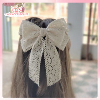 Kẹp tóc ren tiểu thư, kẹp tóc nơ ren rủ nhiều mẫu Chồi accessories Y022