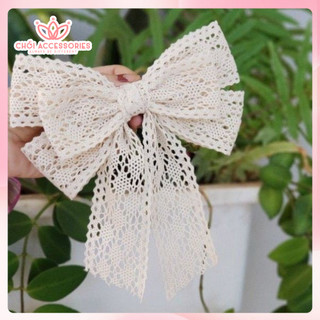 Kẹp tóc ren tiểu thư, kẹp tóc nơ ren rủ nhiều mẫu Chồi accessories Y022