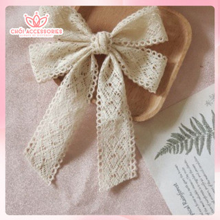 Kẹp tóc ren tiểu thư, kẹp tóc nơ ren rủ nhiều mẫu Chồi accessories Y022