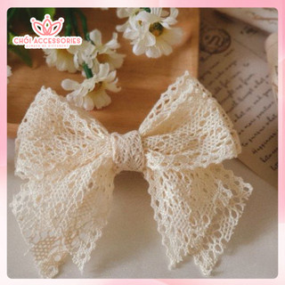 Kẹp tóc ren tiểu thư, kẹp tóc nơ ren rủ nhiều mẫu Chồi accessories Y022