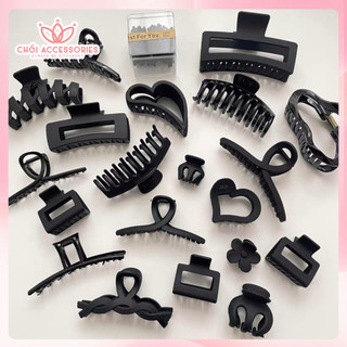 Tổng hợp các mẫu cặp tóc đen lì, kẹp tóc màu đen cá tính Chồi accessories K129