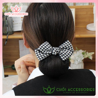 Cặp tóc có búi lưới công sở, kẹp tóc kèm chụp lưới dày giữ tóc tiếp viên Chồi accessories - Y173