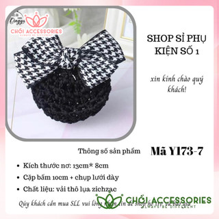 Cặp tóc có búi lưới công sở, kẹp tóc kèm chụp lưới dày giữ tóc tiếp viên Chồi accessories - Y173