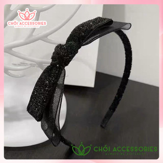 Bờm tóc nơ kim sa, băng đô tóc nữ phụ kiện thời trang hàn quốc Chồi accessories - Y178