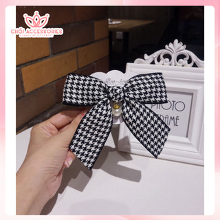 Cặp tóc nơ, cặp tóc nữ nơ ruy băng caro đuôi rủ thanh lịch thời trang Chồi accessories - Y136