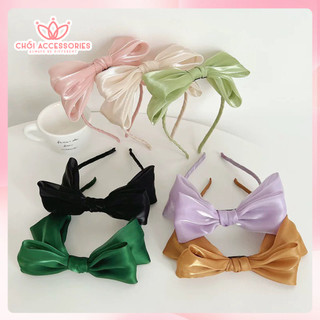 Bờm tóc nơ lụa ánh nhũ, bờm tóc nơ vải đáng yêu chanh xả hiện đại Chồi accessories - Y242
