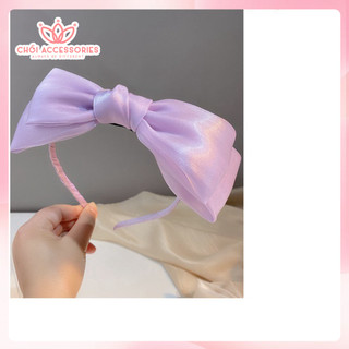 Bờm tóc nơ lụa ánh nhũ, bờm tóc nơ vải đáng yêu chanh xả hiện đại Chồi accessories - Y242