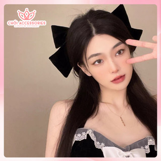 Kẹp tóc nữ, cặp tóc nơ nhung bản lớn siêu to sang chảnh Chồi accessories Y295