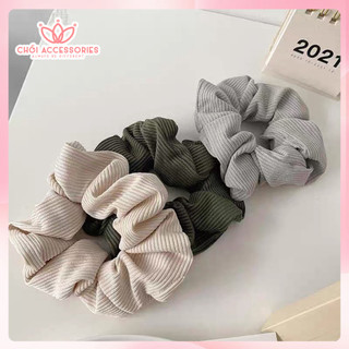 Scrunchies thun gân nổi Chồi accessories, buộc tóc vải thun cho bạn gái co giãn nhiều màu - K012