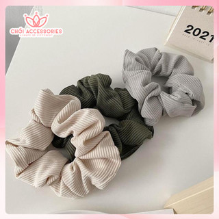 Scrunchies thun gân nổi Chồi accessories, buộc tóc vải thun cho bạn gái co giãn nhiều màu - K012
