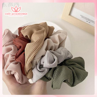Scrunchies thun gân nổi Chồi accessories, buộc tóc vải thun cho bạn gái co giãn nhiều màu - K012