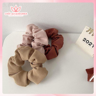 Scrunchies thun gân nổi Chồi accessories, buộc tóc vải thun cho bạn gái co giãn nhiều màu - K012