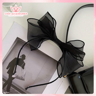 Bờm tóc cho bé gái voan bèo nơ màu đen - trắng dễ thương Chồi accessories- Y225