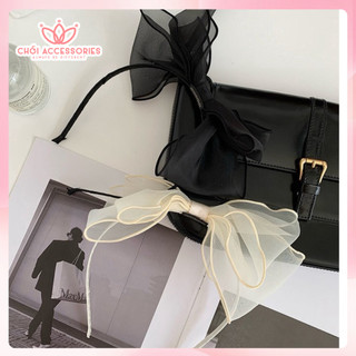 Bờm tóc cho bé gái voan bèo nơ màu đen - trắng dễ thương Chồi accessories- Y225