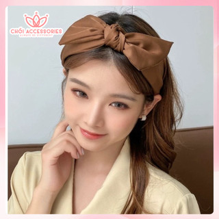 Bờm tóc nơ lụa bản lớn thanh lịch đáng yêu màu đen, nâu, kem Chồi accessories - Y262