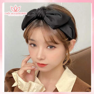 Bờm tóc nơ lụa bản lớn thanh lịch đáng yêu màu đen, nâu, kem Chồi accessories - Y262