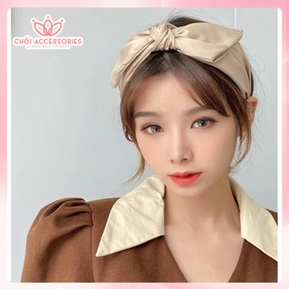 Bờm tóc nơ lụa bản lớn thanh lịch đáng yêu màu đen, nâu, kem Chồi accessories - Y262