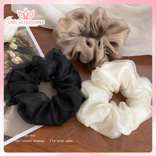 Dây Buộc Tóc Scrunchies 2 Lớp Voan Ánh Nhũ Chồi accessories Phong Cách Hàn Quốc Cho Bạn Nữ K164