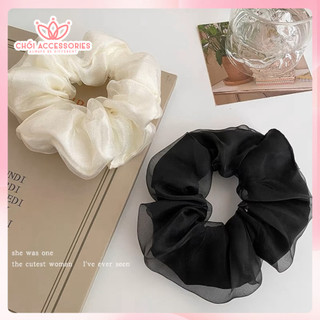 Dây Buộc Tóc Scrunchies 2 Lớp Voan Ánh Nhũ Chồi accessories Phong Cách Hàn Quốc Cho Bạn Nữ K164