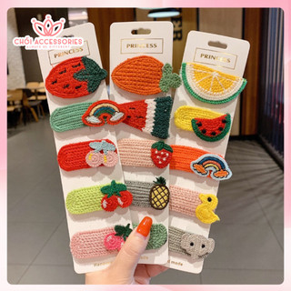 Kẹp tóc len hình hoa quả Chồi accessories cho bé gái dễ thương đáng yêu K101