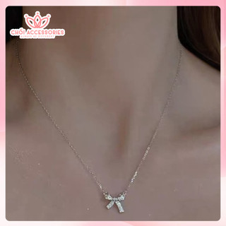 Dây Chuyền Đính Đá Hình Chiếc Nơ Chồi accessories Phong Cách Sang Chảnh Cho Bạn Nữ B07-14