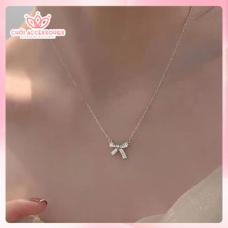 Dây Chuyền Đính Đá Hình Chiếc Nơ Chồi accessories Phong Cách Sang Chảnh Cho Bạn Nữ B07-14