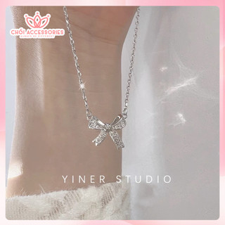 Dây Chuyền Đính Đá Hình Chiếc Nơ Chồi accessories Phong Cách Sang Chảnh Cho Bạn Nữ B07-14