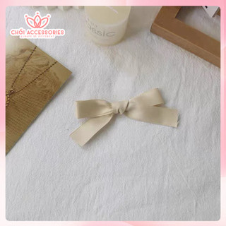 Tổng hợp các mẫu kẹp tóc nơ lụa Chồi accessories màu trắng nhẹ nhàng thanh lịch đáng yêu Y241