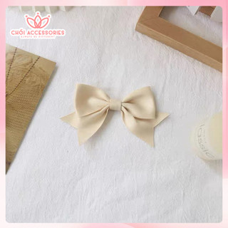 Tổng hợp các mẫu kẹp tóc nơ lụa Chồi accessories màu trắng nhẹ nhàng thanh lịch đáng yêu Y241