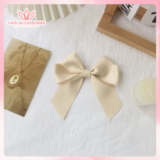 Tổng hợp các mẫu kẹp tóc nơ lụa Chồi accessories màu trắng nhẹ nhàng thanh lịch đáng yêu Y241