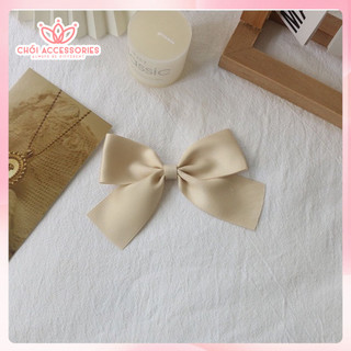 Tổng hợp các mẫu kẹp tóc nơ lụa Chồi accessories màu trắng nhẹ nhàng thanh lịch đáng yêu Y241