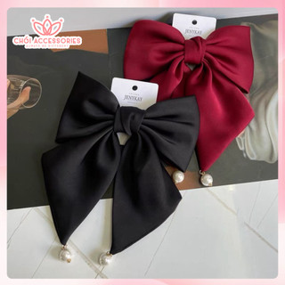 Cặp tóc nơ lụa mềm mại đính trai xinh xắn Chồi accessories phong cách Hàn Quốc Y299