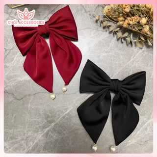 Cặp tóc nơ lụa mềm mại đính trai xinh xắn Chồi accessories phong cách Hàn Quốc Y299