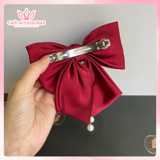 Cặp tóc nơ lụa mềm mại đính trai xinh xắn Chồi accessories phong cách Hàn Quốc Y299