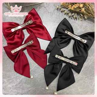 Cặp tóc nơ lụa mềm mại đính trai xinh xắn Chồi accessories phong cách Hàn Quốc Y299