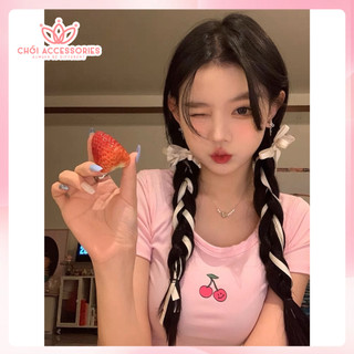 SET kẹp tóc nơ tím hồng lụa rủ siêu dài Chồi accessories phong cách bánh bèo công chúa đáng yêu Y291
