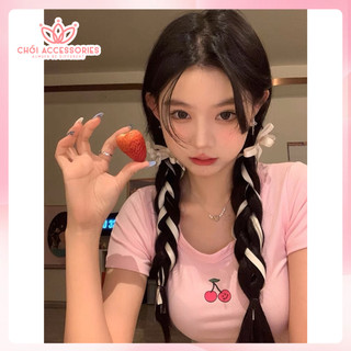 SET kẹp tóc nơ tím hồng lụa rủ siêu dài Chồi accessories phong cách bánh bèo công chúa đáng yêu Y291