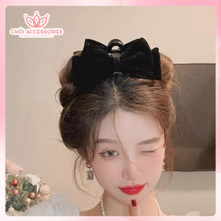Cặp Tóc Nhung Nơ Nhung Hai Tầng, Nơ Nhung Lớn Chồi accessories Phong Cách Tiểu Thư Y221