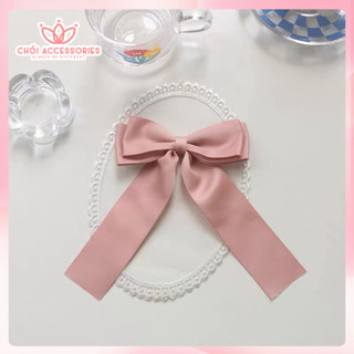Kẹp tóc nơ lụa nhiều mẫu màu hồng Chồi accessories nhẹ nhàng đáng yêu cho bạn gái Y240