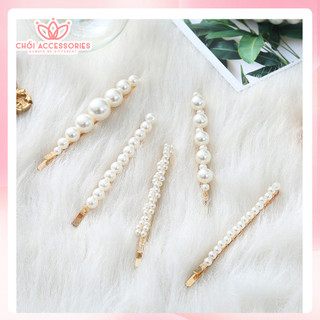 Kẹp tóc chuỗi hạt trai nhân tạo, cài tóc mái hạt trai sang chảnh Hàn Quốc Chồi accessories - K296