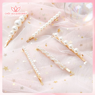 Kẹp tóc chuỗi hạt trai nhân tạo, cài tóc mái hạt trai sang chảnh Hàn Quốc Chồi accessories - K296