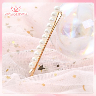 Kẹp tóc chuỗi hạt trai nhân tạo, cài tóc mái hạt trai sang chảnh Hàn Quốc Chồi accessories - K296
