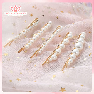 Kẹp tóc chuỗi hạt trai nhân tạo, cài tóc mái hạt trai sang chảnh Hàn Quốc Chồi accessories - K296
